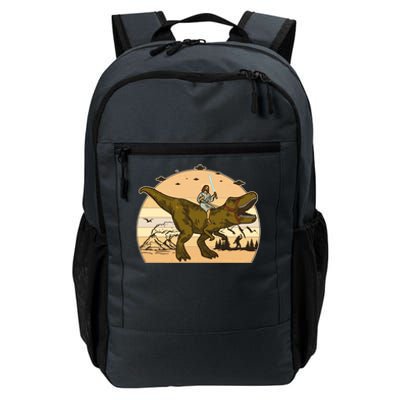 Jesus Riding T-Rex Dinosaur Funny Vintage Daily Commute Backpack