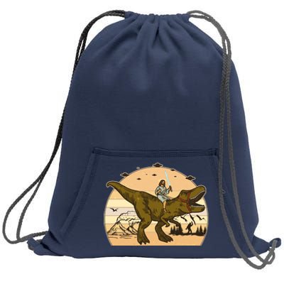 Jesus Riding T-Rex Dinosaur Funny Vintage Sweatshirt Cinch Pack Bag