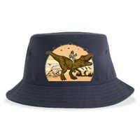 Jesus Riding T-Rex Dinosaur Funny Vintage Sustainable Bucket Hat