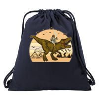 Jesus Riding T-Rex Dinosaur Funny Vintage Drawstring Bag