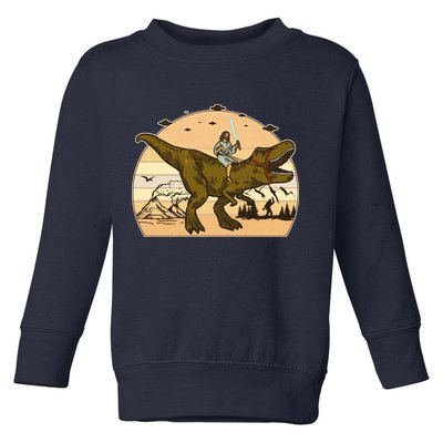 Jesus Riding T-Rex Dinosaur Funny Vintage Toddler Sweatshirt