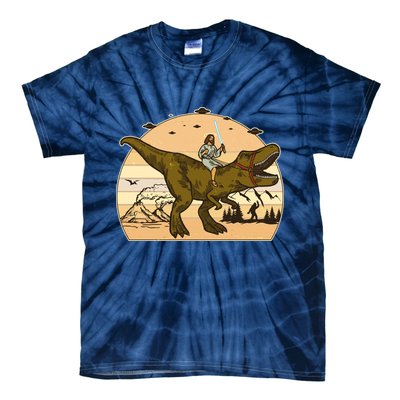 Jesus Riding T-Rex Dinosaur Funny Vintage Tie-Dye T-Shirt