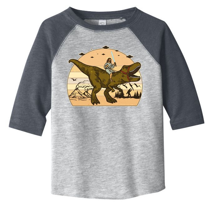Jesus Riding T-Rex Dinosaur Funny Vintage Toddler Fine Jersey T-Shirt
