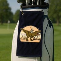 Jesus Riding T-Rex Dinosaur Funny Vintage Golf Towel