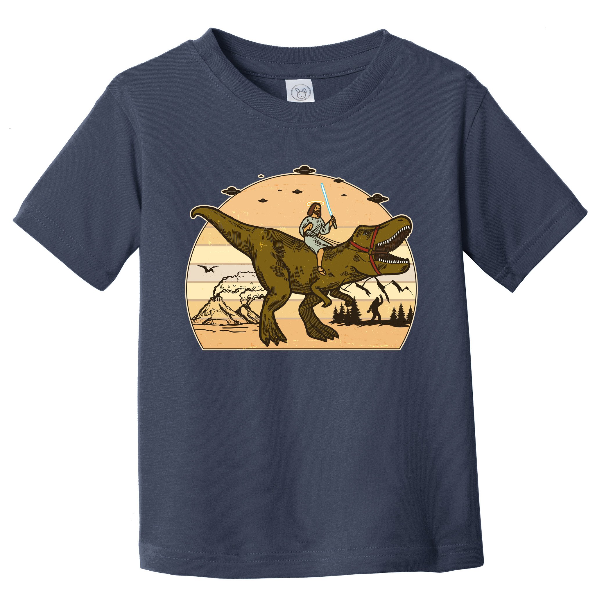 Jesus Riding T-Rex Dinosaur Funny Vintage Toddler T-Shirt