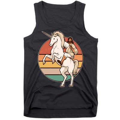 Jesus Riding Unicorn Funny Vintage Tank Top