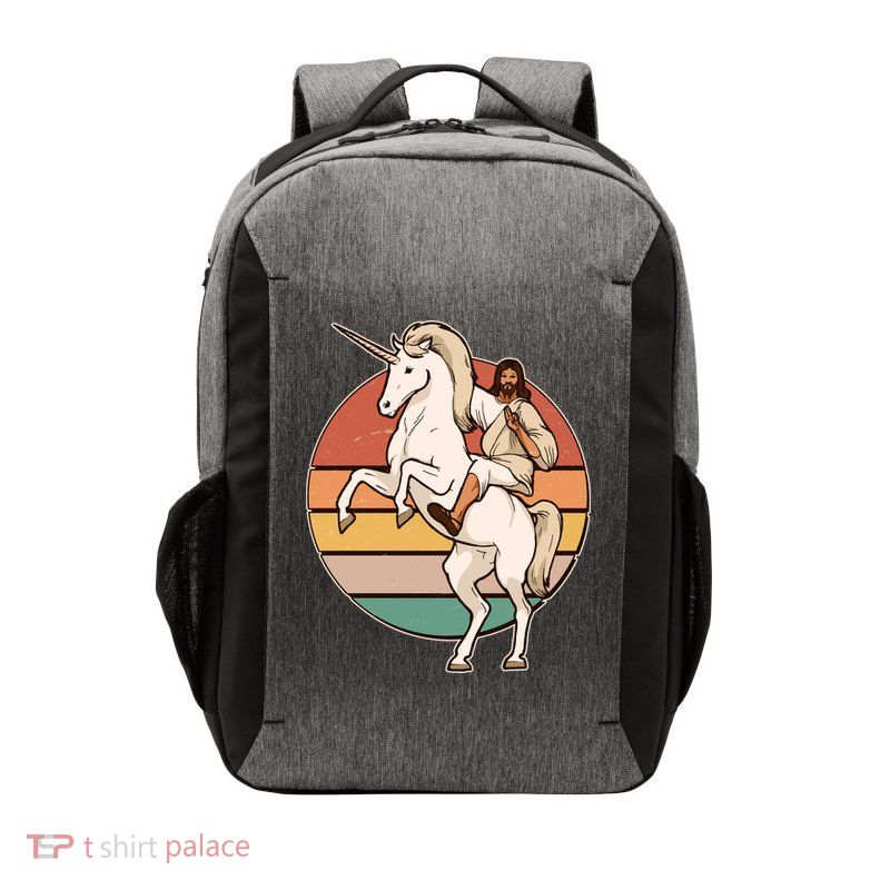 Jesus Riding Unicorn Funny Vintage Vector Backpack