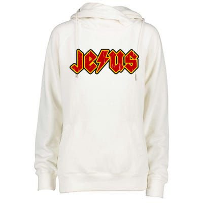 Jesus Rocks Logo Womens Funnel Neck Pullover Hood