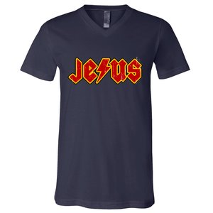 Jesus Rocks Logo V-Neck T-Shirt