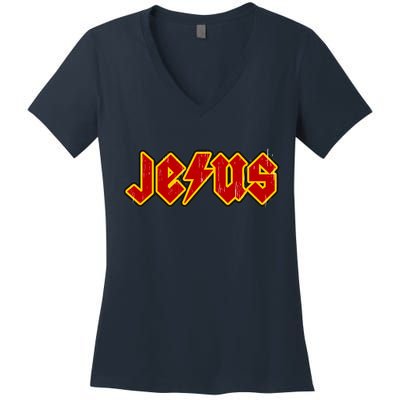 Jesus Rocks Logo Women's V-Neck T-Shirt