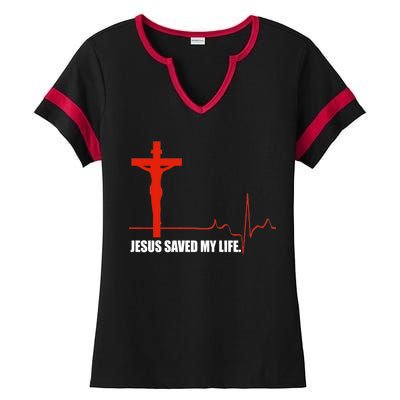 Jesus Saved My Life Ladies Halftime Notch Neck Tee