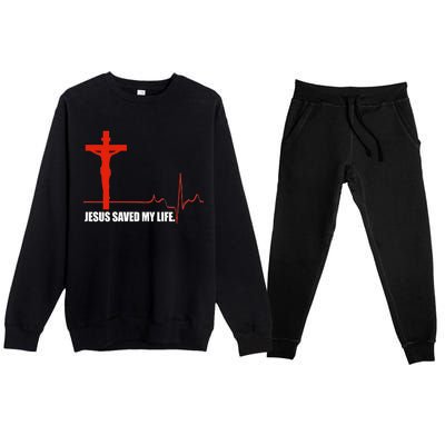 Jesus Saved My Life Premium Crewneck Sweatsuit Set