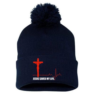 Jesus Saved My Life Pom Pom 12in Knit Beanie