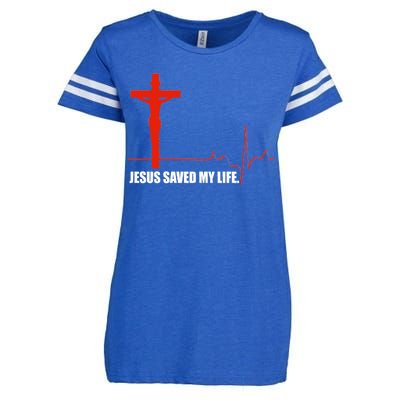 Jesus Saved My Life Enza Ladies Jersey Football T-Shirt