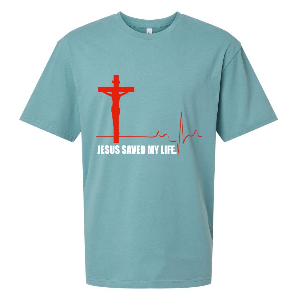 Jesus Saved My Life Sueded Cloud Jersey T-Shirt