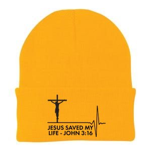 Jesus Saved My Life John 3:16 Heartbeat Knit Cap Winter Beanie