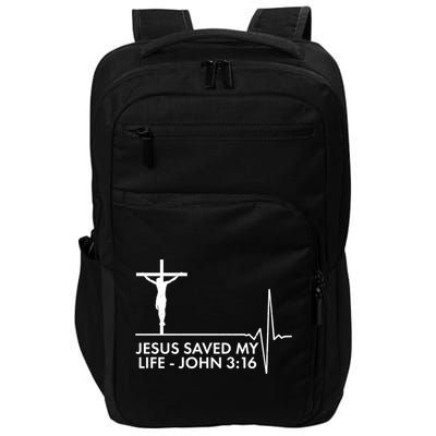 Jesus Saved My Life John 3:16 Heartbeat Impact Tech Backpack