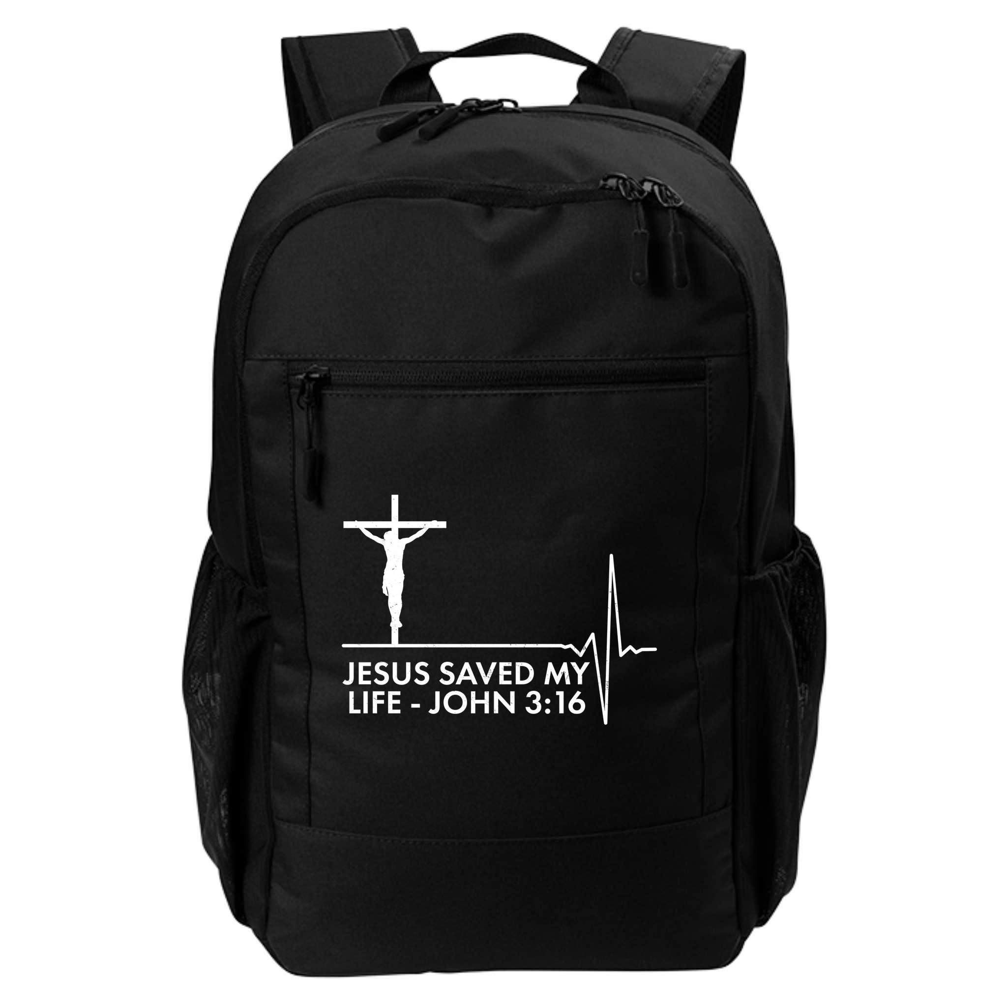 Jesus Saved My Life John 3:16 Heartbeat Backpack