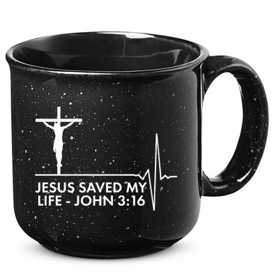 Jesus Saved My Life John 3:16 Heartbeat 15oz Campfire Ceramic Mug