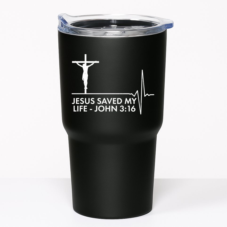 Jesus Saved My Life John 3:16 Heartbeat Tumbler