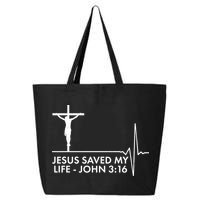 Jesus Saved My Life John 3:16 Heartbeat 25L Jumbo Tote