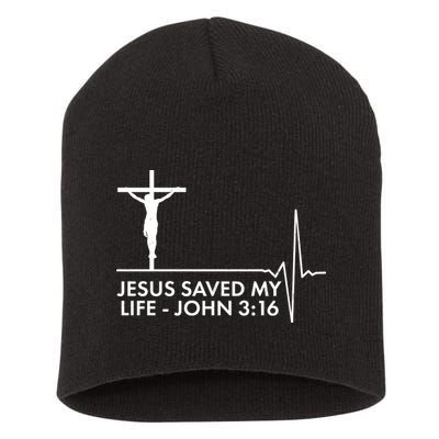 Jesus Saved My Life John 3:16 Heartbeat Short Acrylic Beanie