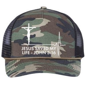 Jesus Saved My Life John 3:16 Heartbeat Retro Rope Trucker Hat Cap