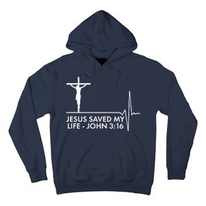 Jesus Saved My Life John 3:16 Heartbeat Hoodie