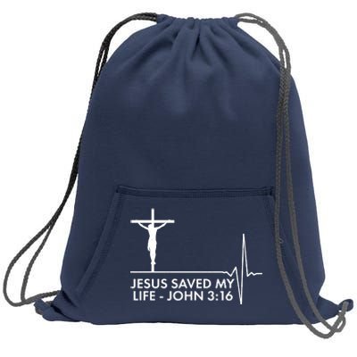 Jesus Saved My Life John 3:16 Heartbeat Sweatshirt Cinch Pack Bag