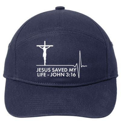 Jesus Saved My Life John 3:16 Heartbeat 7-Panel Snapback Hat