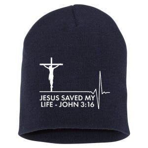 Jesus Saved My Life John 3:16 Heartbeat Short Acrylic Beanie