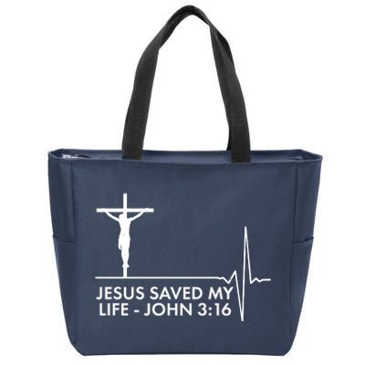 Jesus Saved My Life John 3:16 Heartbeat Zip Tote Bag