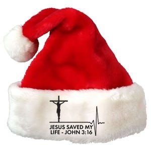 Jesus Saved My Life John 3:16 Heartbeat Premium Christmas Santa Hat