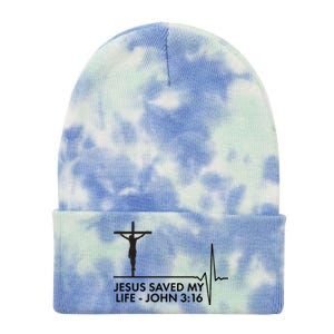 Jesus Saved My Life John 3:16 Heartbeat Tie Dye 12in Knit Beanie