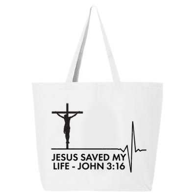 Jesus Saved My Life John 3:16 Heartbeat 25L Jumbo Tote