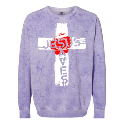 Jesus Saves Colorblast Crewneck Sweatshirt