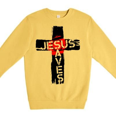 Jesus Saves Premium Crewneck Sweatshirt