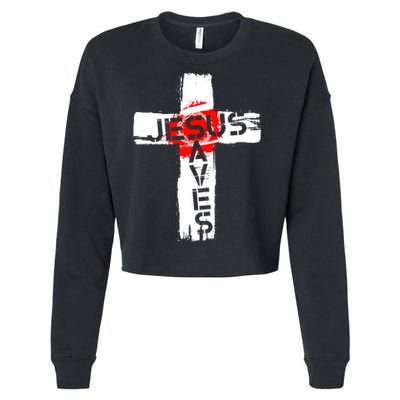 Jesus Saves Cropped Pullover Crew