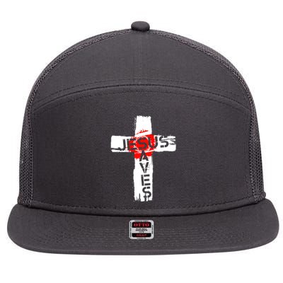 Jesus Saves 7 Panel Mesh Trucker Snapback Hat