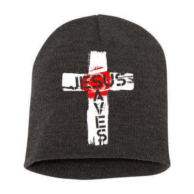 Jesus Saves Short Acrylic Beanie