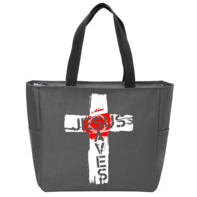 Jesus Saves Zip Tote Bag