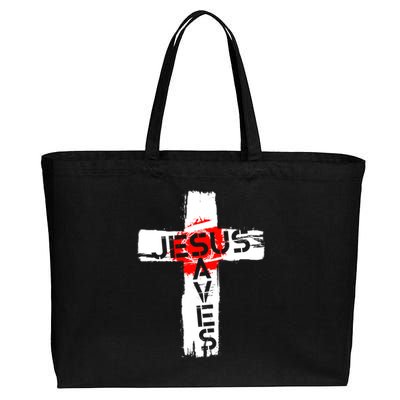 Jesus Saves Cotton Canvas Jumbo Tote