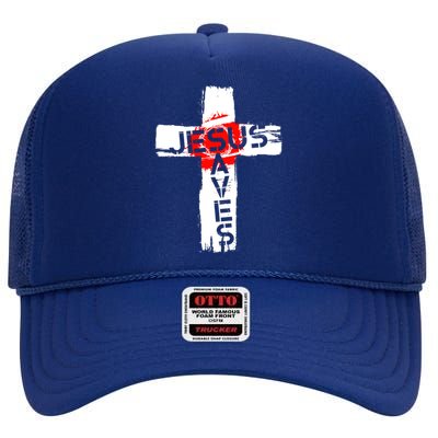 Jesus Saves High Crown Mesh Back Trucker Hat