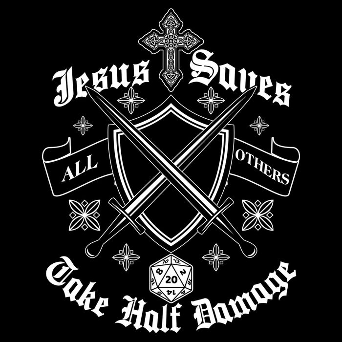Jesus Saves All Others Take Half Damage DnD Game Cooling Performance Long Sleeve Crew
