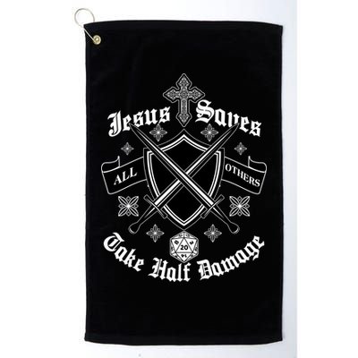 Jesus Saves All Others Take Half Damage DnD Game Golf Towel