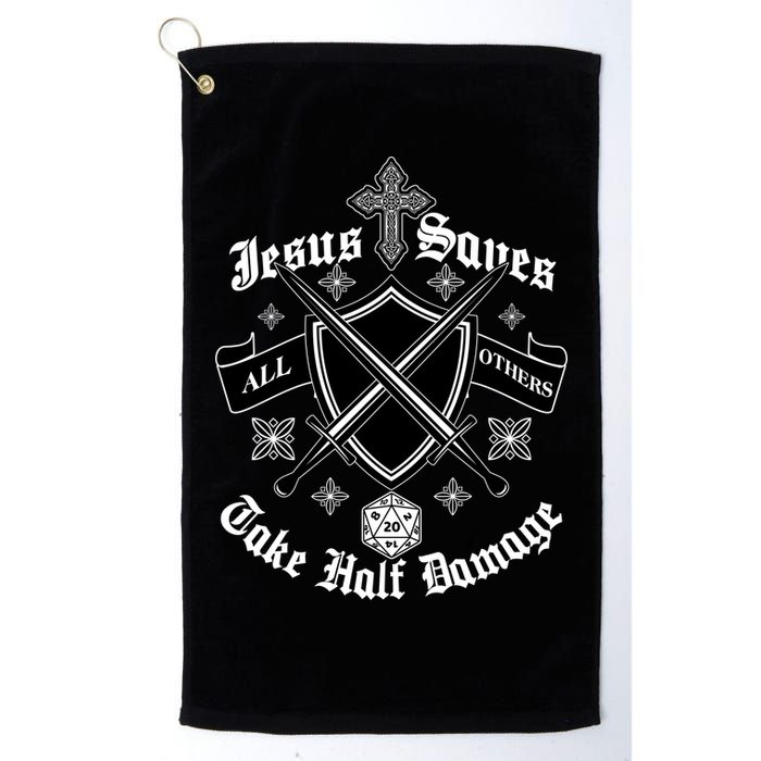 Jesus Saves All Others Take Half Damage DnD Game Golf Towel