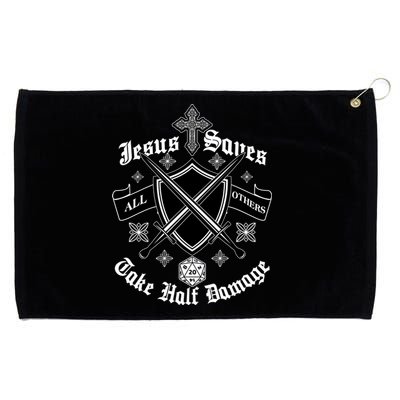 Jesus Saves All Others Take Half Damage DnD Game Grommeted Golf Towel