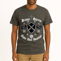 Jesus Saves All Others Take Half Damage DnD Game Tall T-Shirt