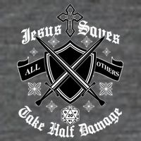 Jesus Saves All Others Take Half Damage DnD Game Backpack