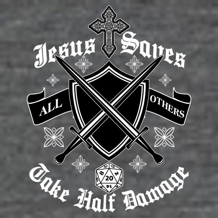 Jesus Saves All Others Take Half Damage DnD Game Backpack